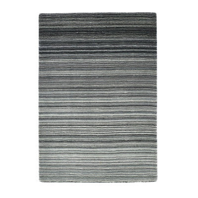 Modern Fine Stripes Grey Wool Rug-80Cm X 150Cm - image 1