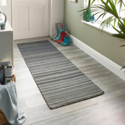 Modern Fine Stripes Grey Wool Rug-80Cm X 150Cm - thumbnail 3