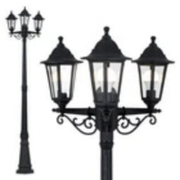 Black 3 Way Outdoor Lamp Post Traditional Design Light Ip44 Garden Path Lighting - thumbnail 1