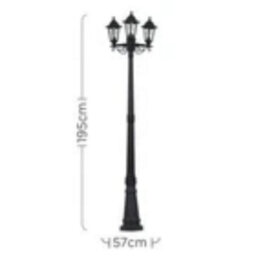 Black 3 Way Outdoor Lamp Post Traditional Design Light Ip44 Garden Path Lighting - thumbnail 2