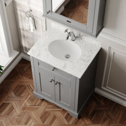 Hudson Reed Floor Standing Two Door Traditional Vanity Unit With 1 Tap Hole Grey Marble Top & Basin In Storm Grey, 620 X 470mm - thumbnail 3