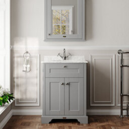 Hudson Reed Floor Standing Two Door Traditional Vanity Unit With 1 Tap Hole Grey Marble Top & Basin In Storm Grey, 620 X 470mm - thumbnail 2
