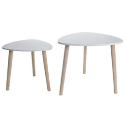Gr8 Home Set Of 2 White Triangle Nesting Side Tables Wood Tea Coffee End Table Furniture - thumbnail 2
