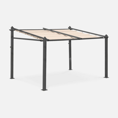 Sweeek - 3X4M Outdoor Retractable Aluminium Pergola With Canopy Murum Beige 355X290X251 Cm - image 1