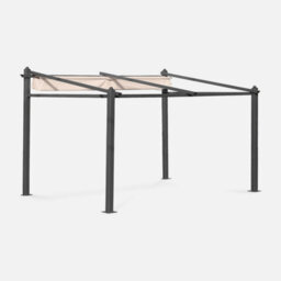 Sweeek - 3X4M Outdoor Retractable Aluminium Pergola With Canopy Murum Beige 355X290X251 Cm - thumbnail 2