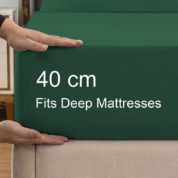 "Ameha Fitted Sheet 40Cm Extra Deep Pocket Bed Sheets Soft Microfiber Fitted Sheet 16"" (Emerald Green,single 91X 190 Cm)" - thumbnail 3
