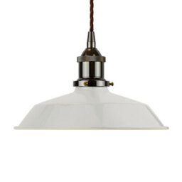 Pale Grey Small Trinity Metal Painted Dome Pendant Light With Black Nickel Lamp Holder And Brown Twisted Cable - Se Home - thumbnail 1