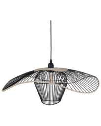 Wyld And Coco Pentant Pendant Lamp Black Iron And Rattan Shade - Adjustable Hanging Light For Living Room, Dining And Foyer - thumbnail 3