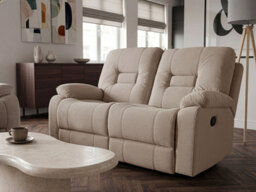Beliani Manual Recliner Sofa 2 Seater Bergen Fabric Taupe - thumbnail 2