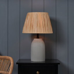 Inlight Neno Round Matt Grey & Natural Concrete Effect Table Lamp - thumbnail 1