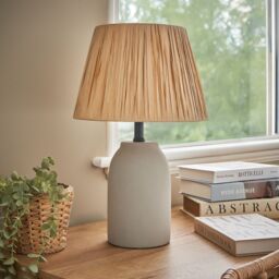 Inlight Neno Round Matt Grey & Natural Concrete Effect Table Lamp - thumbnail 3