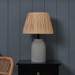 Inlight Neno Round Matt Grey & Natural Concrete Effect Table Lamp - thumbnail 9