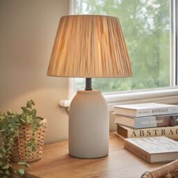 Inlight Neno Round Matt Grey & Natural Concrete Effect Table Lamp - thumbnail 7