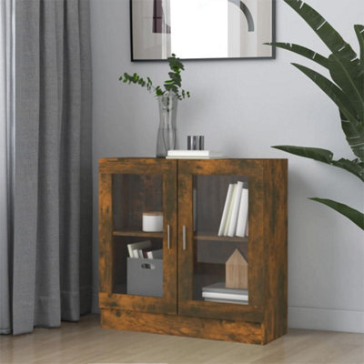 Berkfield Vitrine Cabinet Smoked Oak 82.5X30.5X80 Cm Engineered Wood - image 1