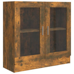 Berkfield Vitrine Cabinet Smoked Oak 82.5X30.5X80 Cm Engineered Wood - thumbnail 2