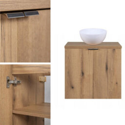 Impact Furniture Bathroom Vanity Unit With Basin 600mm Countertop Oak 2 Door Wall Cabinet Sink Storage Unit Nova