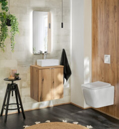 Impact Furniture Bathroom Vanity Unit With Basin 600mm Countertop Oak 2 Door Wall Cabinet Sink Storage Unit Nova - thumbnail 9