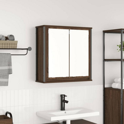 Vidaxl Bathroom Wall Cabinet With Mirror Brown Oak 60X21X60 Cm - image 1
