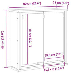Vidaxl Bathroom Wall Cabinet With Mirror Brown Oak 60X21X60 Cm - thumbnail 3