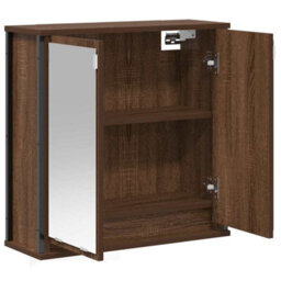 Vidaxl Bathroom Wall Cabinet With Mirror Brown Oak 60X21X60 Cm - thumbnail 4