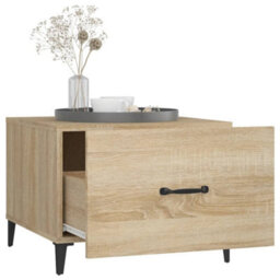 Berkfield Coffee Table With Metal Legs 2 Pcs Sonoma Oak 50X50X40 Cm - thumbnail 5