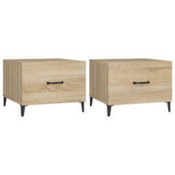 Berkfield Coffee Table With Metal Legs 2 Pcs Sonoma Oak 50X50X40 Cm - thumbnail 2