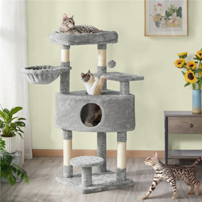 Yaheetech Light Grey 116.5Cm Cat Tree Cat Climbing Tower With Perch & Basket & Scratching Posts - image 1