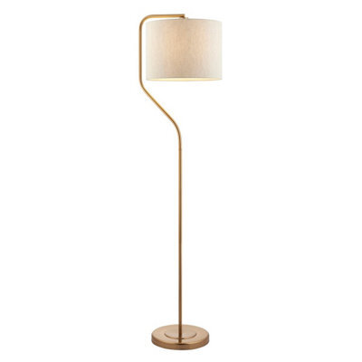 Luminosa Lighting Luminosa Clement Floor Lamp With Shade Br Aged Brass Plate, Natural Linen Mix Fabric, 1X E27 - image 1