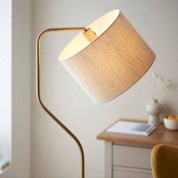 Luminosa Lighting Luminosa Clement Floor Lamp With Shade Br Aged Brass Plate, Natural Linen Mix Fabric, 1X E27 - thumbnail 5