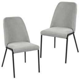 Taylor & Brown 2 X Modern Upholstered Dining Chairs, Stylish Kitchen Chairs With Solid Metal Legs And Curved Back (Grey) - thumbnail 1