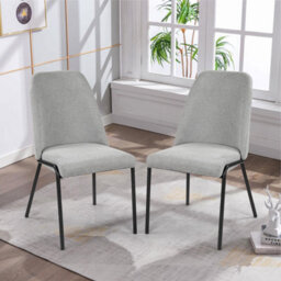 Taylor & Brown 2 X Modern Upholstered Dining Chairs, Stylish Kitchen Chairs With Solid Metal Legs And Curved Back (Grey) - thumbnail 3