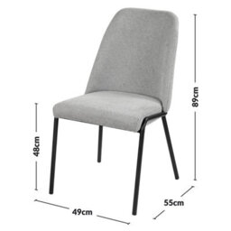 Taylor & Brown 2 X Modern Upholstered Dining Chairs, Stylish Kitchen Chairs With Solid Metal Legs And Curved Back (Grey) - thumbnail 8