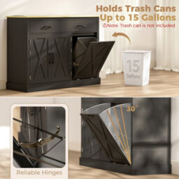 Homcom Tilt Out Trash Cabinet With Charging Station And Storage, Black - thumbnail 5