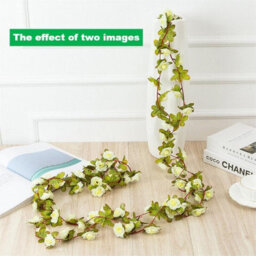 2.5M Artificial Silk Rose & Ivy Leaf Garland - White Floral Vine For Wedding, Home & Garden Decor