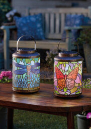 Marco Paul Cool White Solar Lantern Glass Tiffany Dragonfly - thumbnail 8