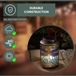 Marco Paul Cool White Solar Lantern Glass Tiffany Dragonfly - thumbnail 5