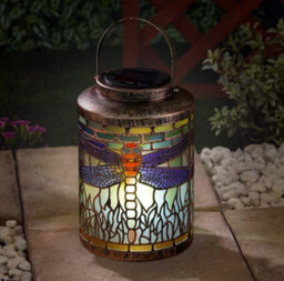 Marco Paul Cool White Solar Lantern Glass Tiffany Dragonfly - thumbnail 1