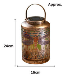Marco Paul Cool White Solar Lantern Glass Tiffany Dragonfly - thumbnail 3