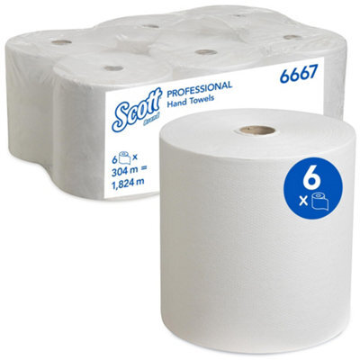Scott Rolled White Paper Hand Towels - Pack Of 6 Rolls - image 1