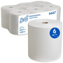 Scott Rolled White Paper Hand Towels - Pack Of 6 Rolls