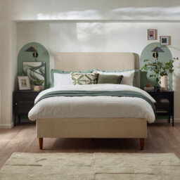 Furniturebox Uk Double Bed - 'romy' Upholstered Cream Double Bed Frame Only (No Mattress) - 100% Recycled Eco Fabric - thumbnail 2
