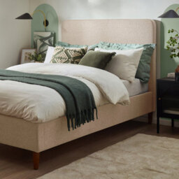 Furniturebox Uk Double Bed - 'romy' Upholstered Cream Double Bed Frame Only (No Mattress) - 100% Recycled Eco Fabric - thumbnail 3