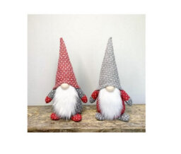 Decorative Christmas Nordic Fabric Gonk Ornament With A White Fuzzy Beard And Pointed Hat. H20 Cm