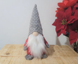 Decorative Christmas Nordic Fabric Gonk Ornament With A White Fuzzy Beard And Pointed Hat. H20 Cm - thumbnail 2
