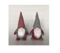 Decorative Christmas Nordic Fabric Gonk Ornament With A White Fuzzy Beard And Pointed Hat. H20 Cm - thumbnail 3