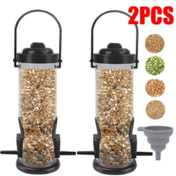 2 Pieces Green Wild Garden Bird Seed Feeder Metal Hanging Loop Fliptop - thumbnail 3