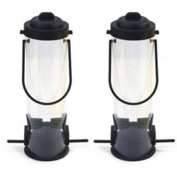 2 Pieces Green Wild Garden Bird Seed Feeder Metal Hanging Loop Fliptop - thumbnail 6