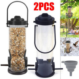 2 Pieces Green Wild Garden Bird Seed Feeder Metal Hanging Loop Fliptop - thumbnail 1