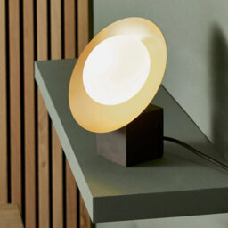 Pebble Glass Table Lamp Light - Gold & Bronze Metalwork - Opal Glass Shades - thumbnail 3
