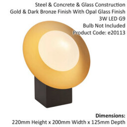 Pebble Glass Table Lamp Light - Gold & Bronze Metalwork - Opal Glass Shades - thumbnail 2